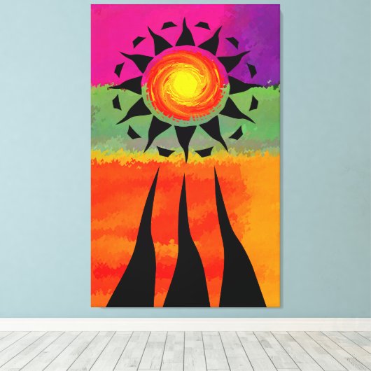 Sonnenstrahlen und Elemente Leinwanddruck (Insitu (Holzboden))