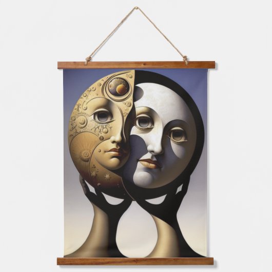 Sonnenstrahlen und Mond-Wandteppiche Wandteppich Mit Holzrahmen (Vorderseite)