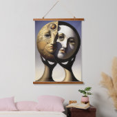 Sonnenstrahlen und Mond-Wandteppiche Wandteppich Mit Holzrahmen (Schlafzimmer)