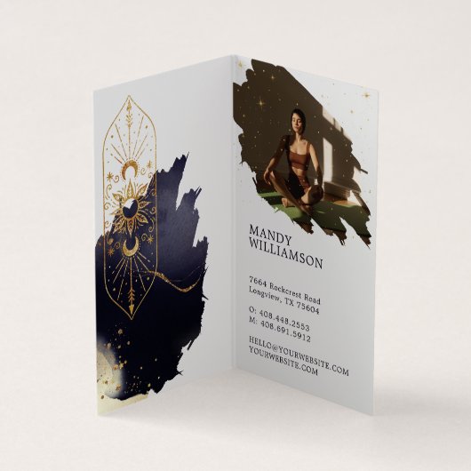 Sonnenstrahlen und Mondlicht Dunkle Wasserfärbung Visitenkarten (Innenseite)