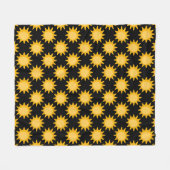 Sonnenstrahlung auf schwarzem Muster Fleecedecke (Vorderseite (Horizontal))
