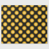 Sonnenstrahlung auf schwarzem Muster Geschenkpapier (Flach)