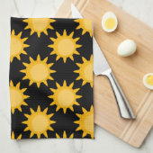 Sonnenstrahlung auf schwarzem Muster Geschirrtuch (Viertel Falte)