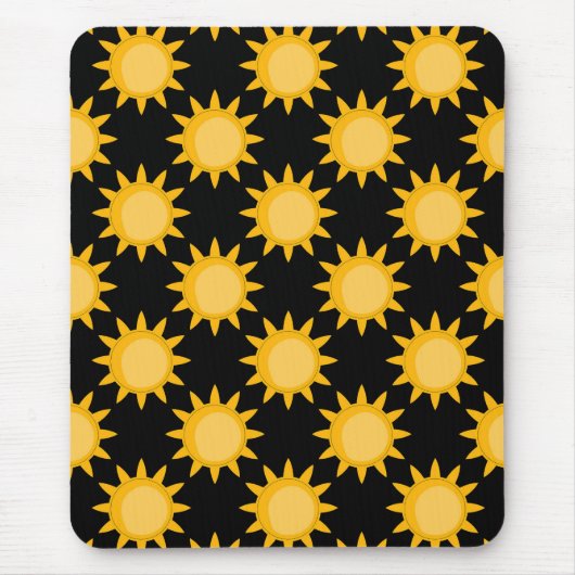 Sonnenstrahlung auf schwarzem Muster Mousepad (Vorne)