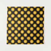 Sonnenstrahlung auf schwarzem Muster Wandteppich (Vorderseite (Horizontal))