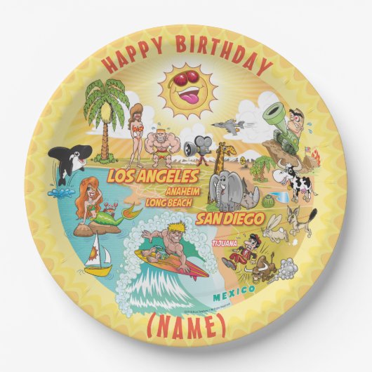 Sonnenstrand California Birthday Plate Pappteller (Vorderseite)