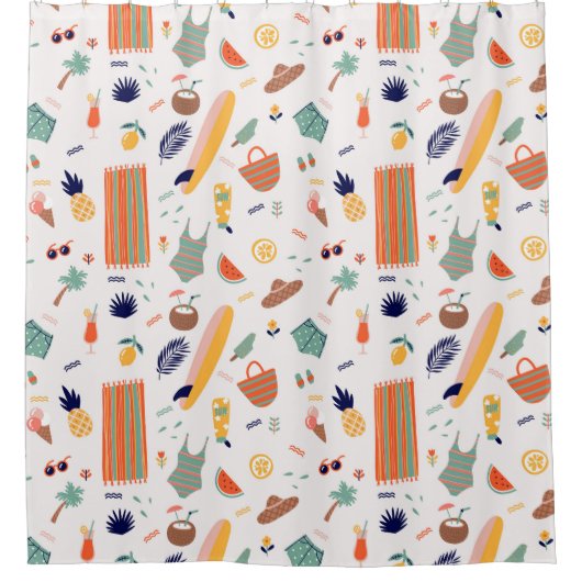 Sonnenstrand Fun Muster Duschvorhang (Vorderseite)