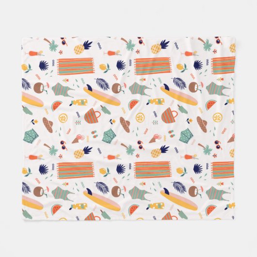 Sonnenstrand Fun Muster Fleecedecke (Vorderseite (Horizontal))