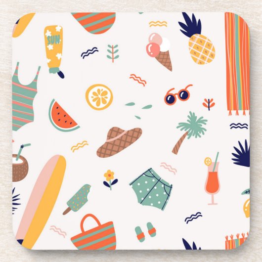 Sonnenstrand Fun Muster Getränkeuntersetzer (Vorderseite)