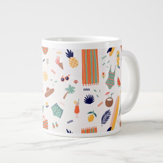 Sonnenstrand Fun Muster Jumbo-Tasse (Vorderseite Rechts)