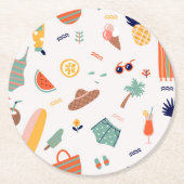 Sonnenstrand Fun Muster Runder Pappuntersetzer (Vorderseite)