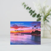 Sonnenstrand Save the Date Ankündigungspostkarte (Stehend Vorderseite)