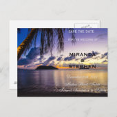 Sonnenstrand Save the Date Ankündigungspostkarte (Vorne/Hinten)