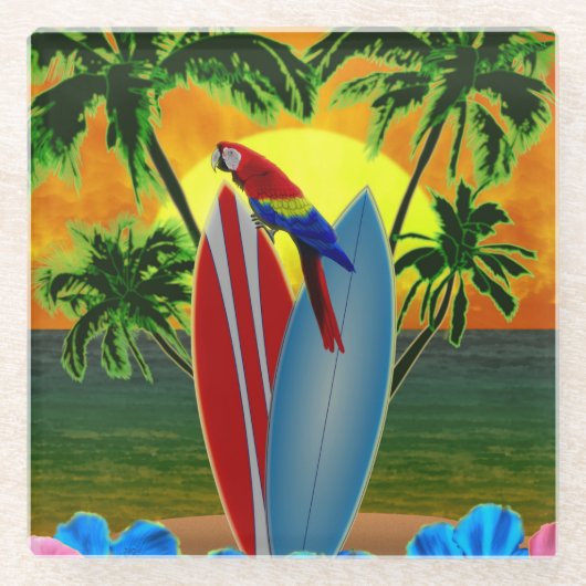 Sonnenstrand Surfen Glasuntersetzer (Vorderseite)