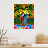 Sonnenstrand Surfen Poster (Küche)