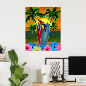 Sonnenstrand Surfen Poster (Heimbüro)