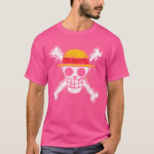Sonnenstroh hat Piratenschädel und Knochen überque T-Shirt