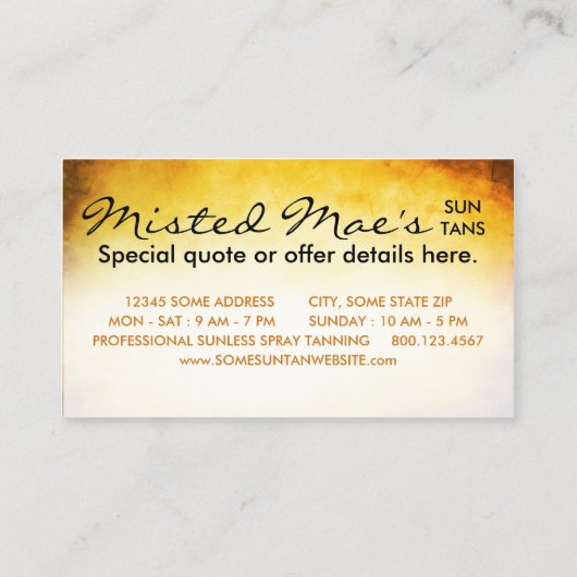 Sonnenstudio Visitenkarte (Rückseite)