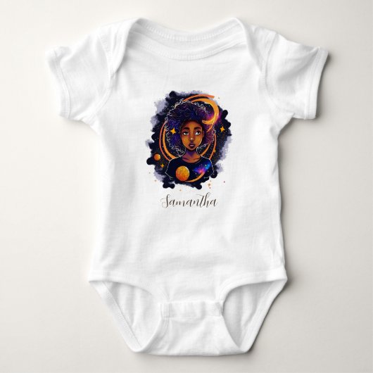 Sonnensystem Afro Woman Baby Strampler (Vorderseite)