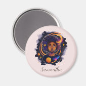 Sonnensystem Afro Woman Magnet (Vorderseite/Rückseite)