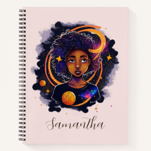 Sonnensystem Afro Woman Notizblock