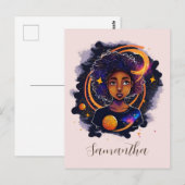 Sonnensystem Afro Woman Postkarte (Vorne/Hinten)