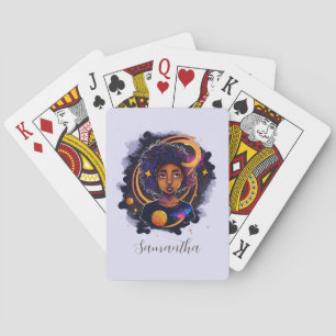 Sonnensystem Afro Woman Spielkarten