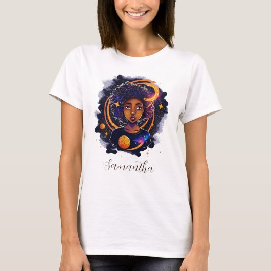 Sonnensystem Afro Woman T-Shirt (Vorderseite)