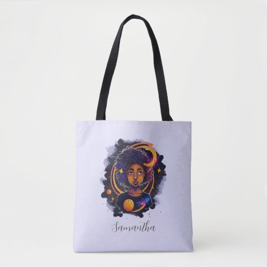 Sonnensystem Afro Woman Tasche (Vorderseite)