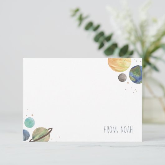 Sonnensystem-Aquarell Dankeskarte (Stehend Vorderseite)