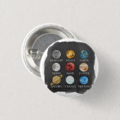 Sonnensystem-Aquarell-Knopf Button (Vorne & Hinten)