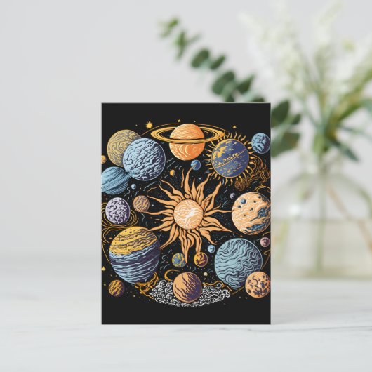 Sonnensystem Art Postkarte (Stehend Vorderseite)