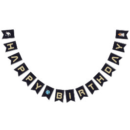 Sonnensystem Astronaut Happy Birthday Typografy Wimpelkette