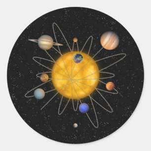 Sonnensystem Atom Runder Aufkleber
