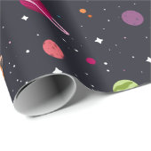 Sonnensystem auf schwarz geschenkpapier (Rolleneckpunkt)