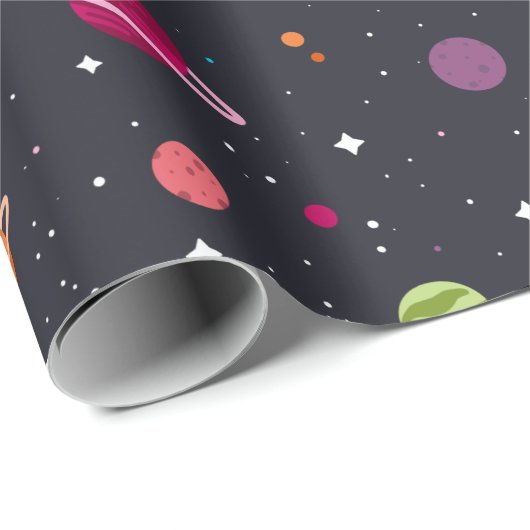 Sonnensystem auf schwarz geschenkpapier (Rolleneckpunkt)