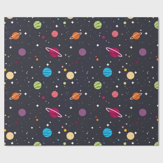 Sonnensystem auf schwarz geschenkpapier (Flach)