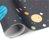 Sonnensystem auf schwarz geschenkpapier (Rolleneckpunkt)