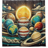 Sonnensystem Duschvorhang (Vorderseite)