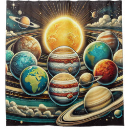 Sonnensystem Duschvorhang