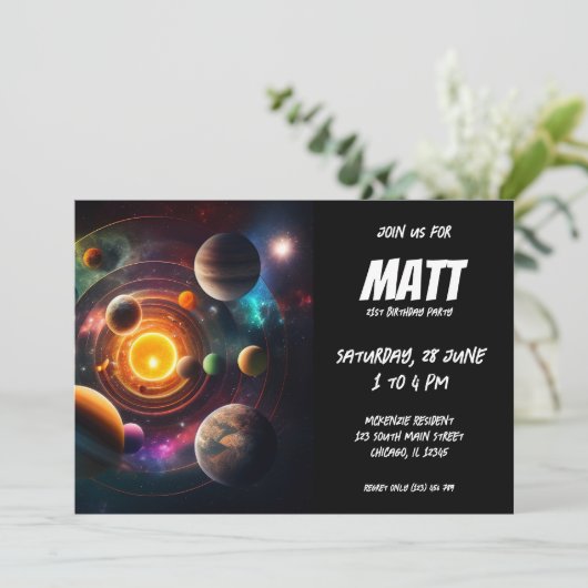 Sonnensystem Einladung (Stehend Vorderseite)