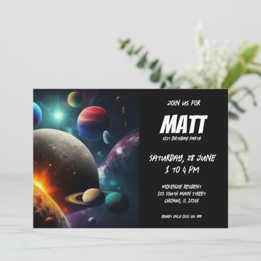 Sonnensystem Einladung (Stehend Vorderseite)