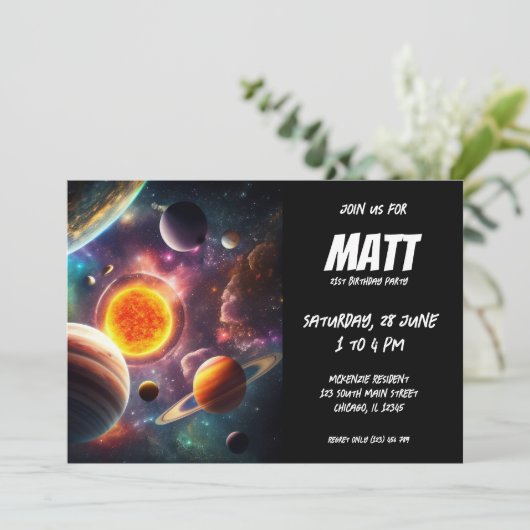 Sonnensystem Einladung (Stehend Vorderseite)