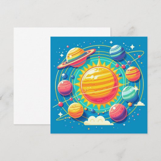 Sonnensystem Einladung (Vorne/Hinten)