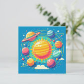 Sonnensystem Einladung (Stehend Vorderseite)