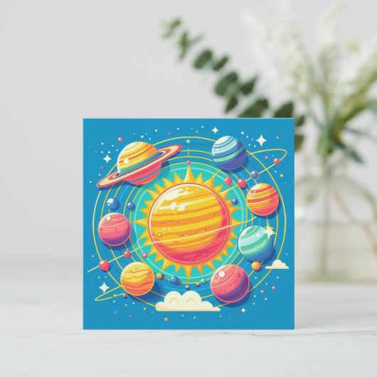 Sonnensystem Einladung (Stehend Vorderseite)