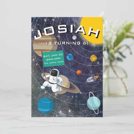 Sonnensystem, Einladung des Astronauten zum Geburt (Stehend Vorderseite)