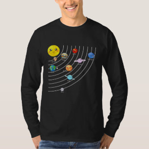 Sonnensystem Farbiges T-Shirt Realistische Raumpla