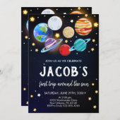 Sonnensystem Geburtstag, Raum, Planeten Geburtstag Einladung (Vorne/Hinten)