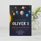 Sonnensystem Geburtstag, Raum, Planeten Geburtstag Einladung (Stehend Vorderseite)